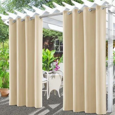 Image de Grille imperméable pour balcon et terrasse - Grille de protection solaire et d'intimité (132 x 215 cm, beige)