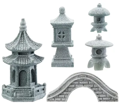 Image de Lanterne en forme de pagode, statue de jardin de style japonais, lampe en forme de pagode, pont en pierre, statues, décoration de jardin japonaise pour balcon, terrasse, véranda, art du jardin, ornement