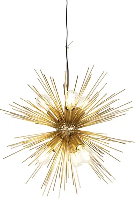 Produktbild von QAZQA - Modern Art Deco Hängelampe I Pendellampe I Pendelleuchte Gold I Messing 6-Licht - Besen I Wohnzimmer I Schlafzimmer - Stahl Kugel I Kugelförmig - LED geeignet E27