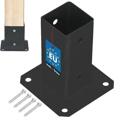 Productafbeelding van Opschroefhuls 60 x 60 mm voor houten palen - Vierkante paaldrager en bodemhuls