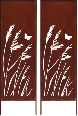 Produktbild von 2x Sichtschutz Metall 160 cm x 50 cm – Edelrost Rostoptik für Garten – Elegante Sichtschutzwand aus Cortenstahl – Wetterfester Gartenschutz Zaun ROST