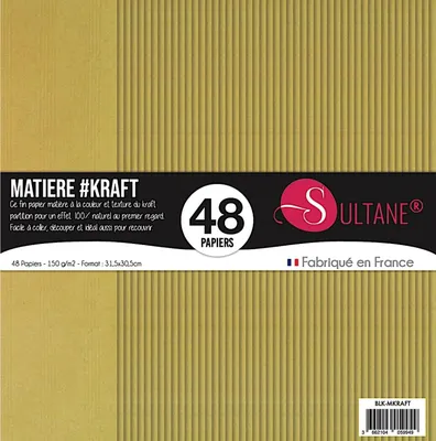 Image de 48 papiers Kraft pour scrapbooking - 110 g/m2 - H : 30.5 cm