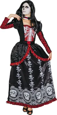Obrázok produktu pre Dia de los Muertos Dámske kostým Halloween kostým farebný 2-dielny - L