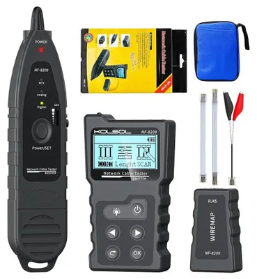 Obrázek produktu pro Tester síťových kabelů, tři režimy skenování, měření délky od 2,5 m do 200 m, NF-8209