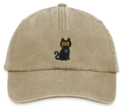Produktbild von Spreadshirt Schwarze Katze Bestickt Vintage Cap, One size, Vintage Beige