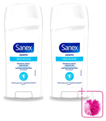 Imagen del producto de 2 unidades de antitranspirante en barra Sanex Dermo Protector, 65 ml, pack ahorro