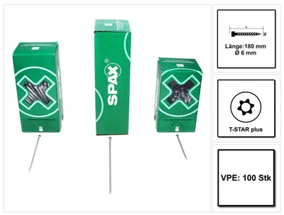 Produktbild von SPAX IN.FORCE, Vollgewinde, Zylinderkopf, T-STAR plus, 4CUT, WIROX - Größe: 6,0 x 180 - Menge: 100 Stück