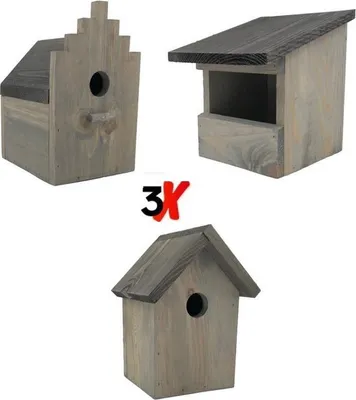Produktbild von GARDEN SPIRIT Vogelhaus Set 3er - Nistkästen – für Meisen und Rotschwänzchen, Holz