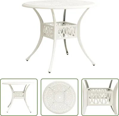 Immagine prodotto di The Living Store Tavolo da giardino bianco 90x90x74 cm in fusione di alluminio