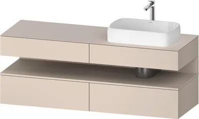 Produktbild von Duravit Qatego Konsolenwaschtischunterbau, 2 Auszüge, 2 Schubkästen, Ausschnitt rechts, 1600x550x600mm, Nische Taupe Supermatt, QA4778083830000