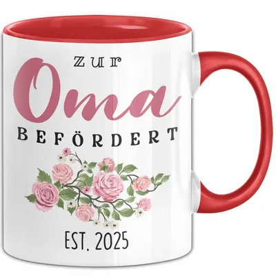 Produktbild von Trendation - Du Wirst Oma 2022 Tasse Geschenk Schwangerschaft Verkünden Großmutter Überraschung Baby Kaffeetasse Oma Befördert 2022 (Rot)