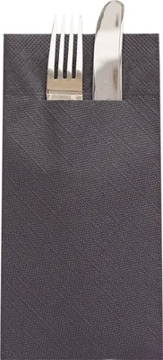 Produktbild von Tissue Deluxe Besteckservietten Schwarz, 40 x 40 cm, 75 Stück - Mank