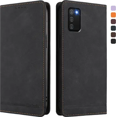 Obrázek produktu pro Pouzdro pro Samsung Galaxy A02S, retroPolyuretankožené flip pouzdro s stojánkem a přihrádkami na karty Černý