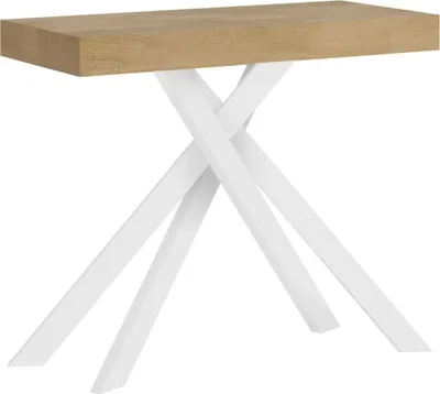 Zdjęcie produktu dla ITYHOME - Konsola rozkładana 90x40/196 cm Krack Small dąb naturalny białe nogi