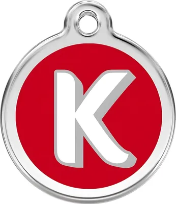 Produktbild von RedDingo Hundemarke mit individueller Gravur Buchstabe K rot, Größe: L