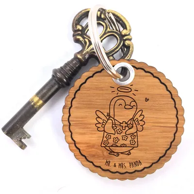 Produktbild von Mr. & Mrs. Panda Anhänger Pinguin Konfirmation - Transparent - Geschenk, Taschenanhänger, Schlüsselanhänger, Holzanhänger, Holz, Schutzengel, Vertrauen, Kommunion