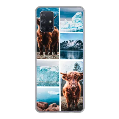 Produktbild von MuchoWow® Handyhülle Schutzhülle Hülle für Samsung Galaxy A71 Schottischer Highlander - Eiscreme - Collage Silikon Softcase Handy Hülle - Kartenbesitzer
