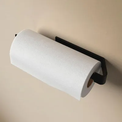 Produktbild von Küchenrollenhalter ohne Bohren | Papierrollenhalter Wand | Rollenhalter selbstklebend | Küche Aufbewahrung & Organisation | Zewa Rollenhalter Schwarz