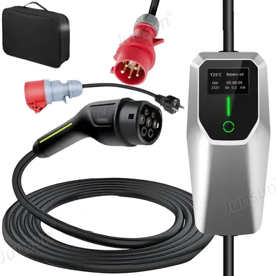 Produktbild von Junsun EV Ladegerät 11kw 8m Cable Type 2 3-phasig 6-16A Mit Adapter