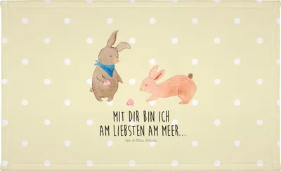Produktbild von Mr. & Mrs. Panda Handtuch 50x100 Hasen Muschel - Gelb Pastell - Geschenk, Meer, Frotteehandtuch, Muttertag, Freundin, Flauschtuch, baumwolle, gesichtshandtuch, Strand
