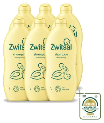 Image de 6 flacons de shampooing pour bébé Zwitsal à l'huile de coco - 700 ml - Pack économique - 6 pièces