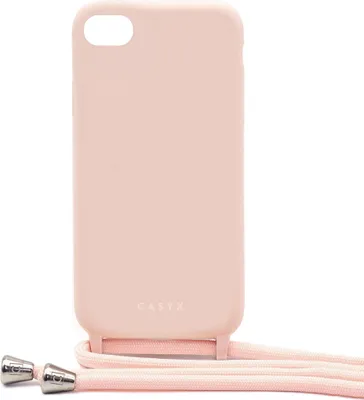 Obrázek produktu pro CASYX, pouzdro pro Apple iPhone SE 2022/SE/8/7/6S/6 ze silikonu s nastavitelnou šňůrkou, růžové