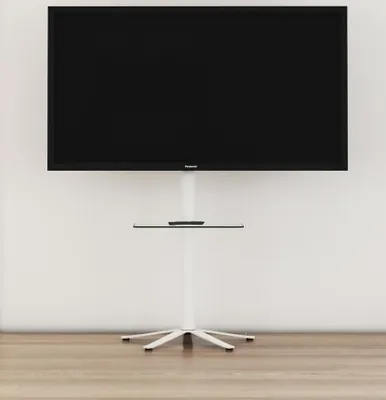 Produktbild von VCM TV Standfuß mit Fachboden 32-70 Zoll | VESA max. 600x400 bis 40 kg | Fernseh Ständer aus Alu | TV Bodenständer Maße ca. H. 100 x B. 61 x T. 61 cm | Fernsehstand Xila