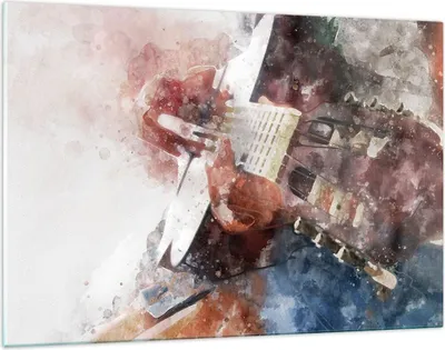 Produktbild von Bilder auf glas - Gitarre Musik - 120x80cm - Glasbilder - Wandbilder - Kunstdruck - zum Aufhängen bereit - Wanddekoration aus Glas - Glas Bilder - Wandbild auf Glas - Einteilig - GAA120x80-4000