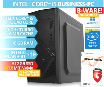 Produktbild von RETOURE/A-WARE! BRAINZAP Intel Core i5 Quad-Core Office / Business PC, 16 GB RAM, 512 GB NVMe SSD, WLAN, BT Bluetooth Windows 11