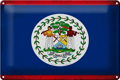 Produktbild von Blechschild Flagge Belizes 30x20cm Flag of Belize Vintage