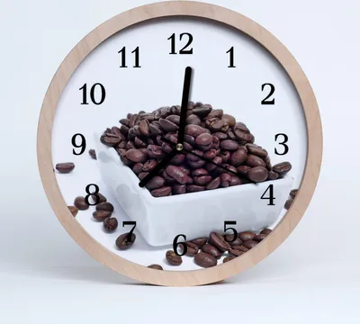 Produktbild von Holzuhr 30fi cm wanduhr - Kaffeebohnen