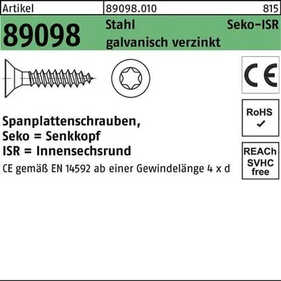Produktbild von Reyher  Spanplattenschrauben 89098 Seko 4x45-T20 vz 890980100040045 (1000 Stück)