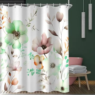 Produktbild von Ibenzoa® Duschvorhang 180 x 180 cm – wasserabweisender Polyester, schimmelhemmend, waschbar, beschwerter Saum, 12 eingestanzte Ösen inkl. Ringe