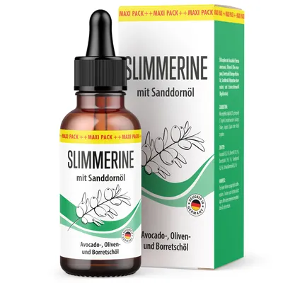 Image de Slimmerine Huile complexe gouttes | avec huile d'avocat, huile d'olive, huile de bourrache, huile d'argousier et huile de cumin noir | contenu 30 ml par bouteille