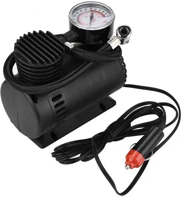 Image de Compresseur d'air portable, pour pneus de voiture et de moto, mini-pompe à air avec manomètre, alimentation 12 V, idéal pour gonfler rapidement les ballons de sport.