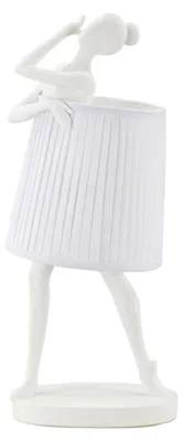 Obrázek produktu pro Bílá stolní lampa z pryskyřice s látkovým stínidlem