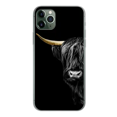 Produktbild von MuchoWow® Handyhülle Schutzhülle Hülle für iPhone 11 Pro Max Schottischer Hochländer - Kühe - Gold Silikon Softcase Handy Hülle - Schutz