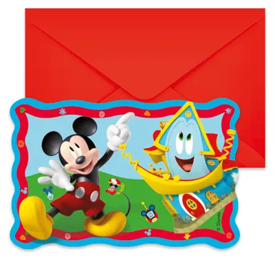 Produktbild von 6 Einladungskarten Mickey Mouse bunt -