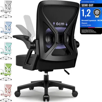 Produktbild von Hiazurm Bürostuhl, Schreibtischstuhl, bürostuhl ergonomisch mit Verstellbaren Armlehnen, höhenverstellbar,S-förmige Lendenstütze,Chefsessel 150kg
