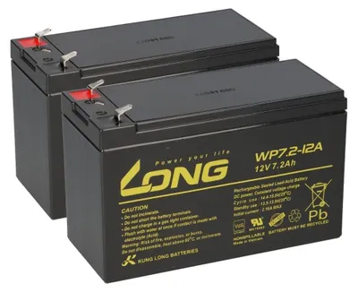 Zdjęcie produktu dla 2x Akumulator Kung Long VdS WP7.2-12A F1 12V 7,2 Ah ołowiowy AGM 4,8 mm Faston