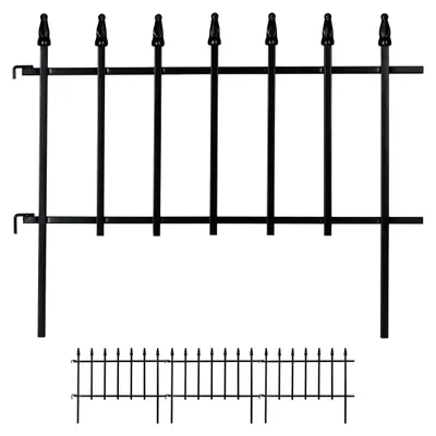 Metall-Gartenzaun 4-teilig, 45,5x226 cm, schwarz, gotisch