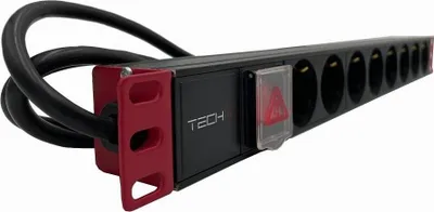 Produktbild von Techly Rack 1HE Steckdosenleiste, 8xSchuko 2m