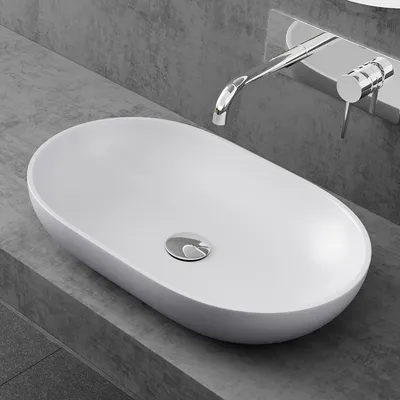 Produktbild von doporro Waschbecken Aufsatzwaschbecken 54x34x10,5cm mineralguss Waschschale aus hochwertigem Gussmarmor in Weiß matt Colossum808