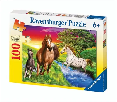 Produktbild von Pferde im Abendrot - 100 Teile Puzzle