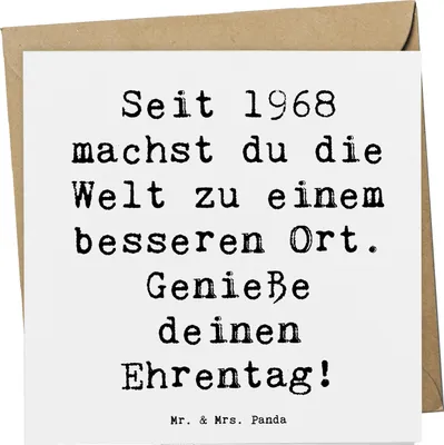 Produktbild von Mr. & Mrs. Panda Deluxe Karte Spruch 1968 Geburtstag - Weiß - Geschenk, Geburtstagsgeschenk, Glückwunschkarte, anlasskarte, doppelkarte, faltkarte, Klappkarte, Jubiläum