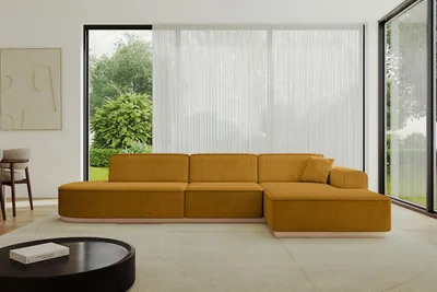 Produktbild von ALTDECOR Ecksofa in L-Form IREA-L2 327x165x80 cm Senfgelb Corner Sofa Eckcouch Couch Wohnlandschaft Cauchsofa