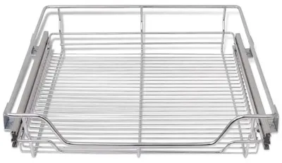 Zdjęcie produktu dla Zestaw 2 koszy wysuwanych - Kosze do szafki kuchennej, szerokość 60 cm - Metalowa siatka - Szyny do szuflad - Kosze do przechowywania - Kolor oliwkowy