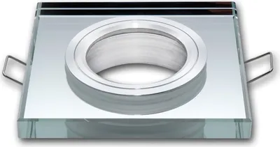 Produktbild von Einbaustrahler GU10 Einbaurahmen Glas Einbauleuchte Ø75mm Bohrloch inkl. GU10 Fassung für LED Leuchtmittel Silber Eckig