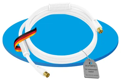 Produktbild von Sonero Antennenkabel IEC Stecker auf IEC Buchse mit Ferrit, 20m