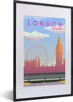 Produktbild von MuchoWow® MuchoWow® Gerahmtes Poster Illustration der Skyline von London, England 40x60 cm - Poster mit zchwarzem Bilderrahmen - Poster in Rahmen